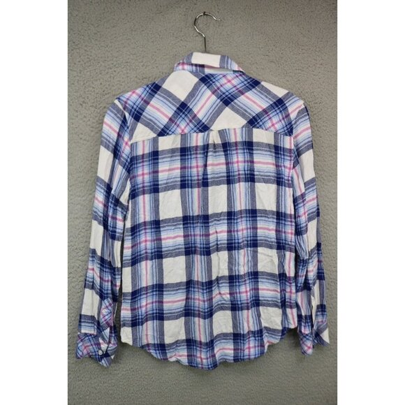 Rails Long Sleeve Blue Plaid Button Up Top-Size XS - Picture 8 of 10